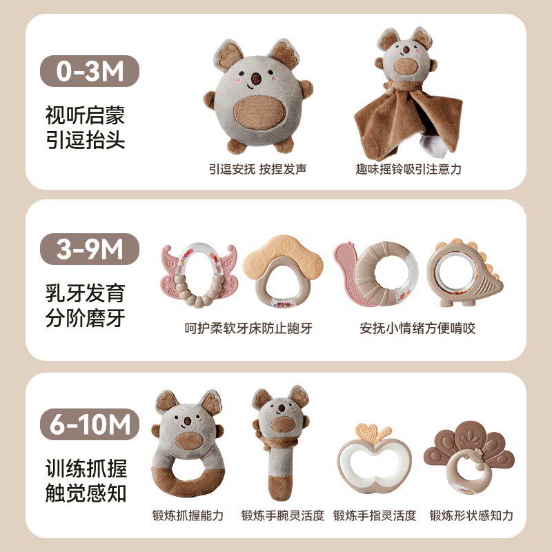 新生婴儿礼物满月女孩初生见面实用型百天玩具手摇铃宝宝新年礼盒