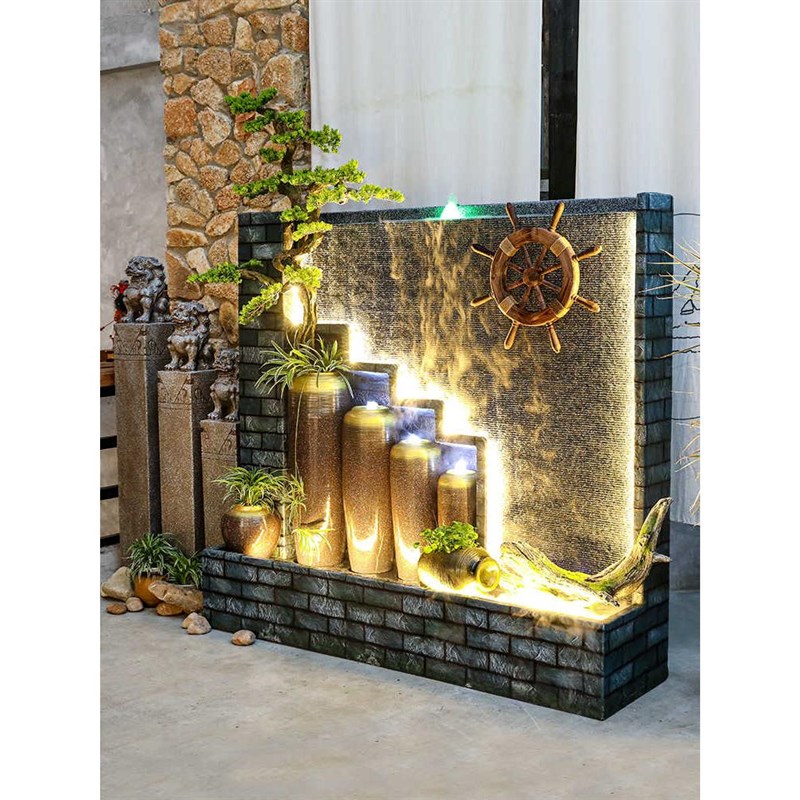 开业礼品水幕墙流水墙乔迁摆件风轮流水屏风花园庭院装饰品隔断