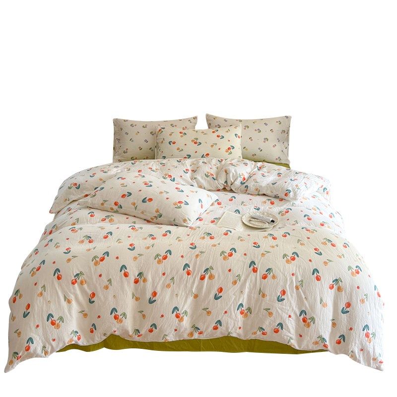 A类全棉双层纱被套单件100单人婴儿级皱皱四件套纱布被罩床单