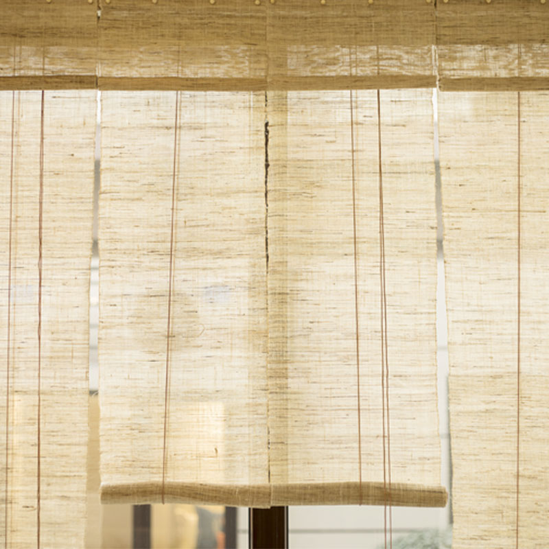 苎麻帘窗帘卷帘中式门帘遮阳防晒遮光茶室隔断帘免打孔安装卷拉式