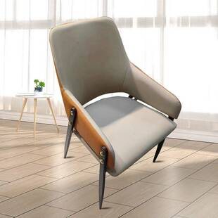 意式轻奢餐椅现代简约轻奢餐厅凳子酒店休闲洽谈皮质高靠背软包椅