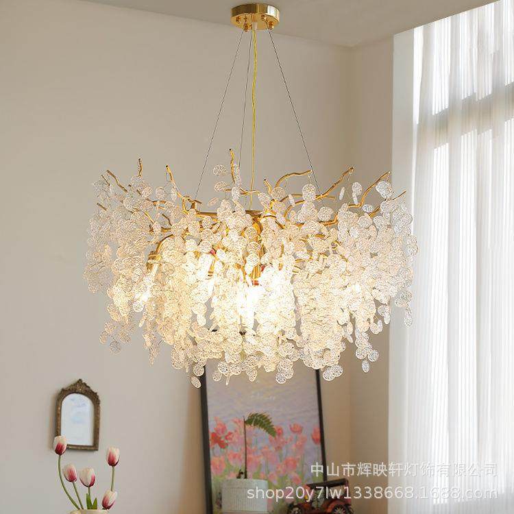 法式轻奢厅后现客室厅水晶灯跨境吊灯别墅奢代华餐时尚卧楼梯轻奢