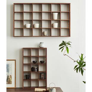 木黑胡桃木茶壁室博古架茶收纳具置物qt202206架实展示架挂墙上多
