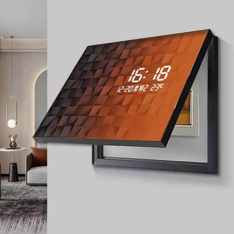 F97698方块电表渐箱装饰画抽几何电闸箱开变关盒钟表挂钟客象餐厅