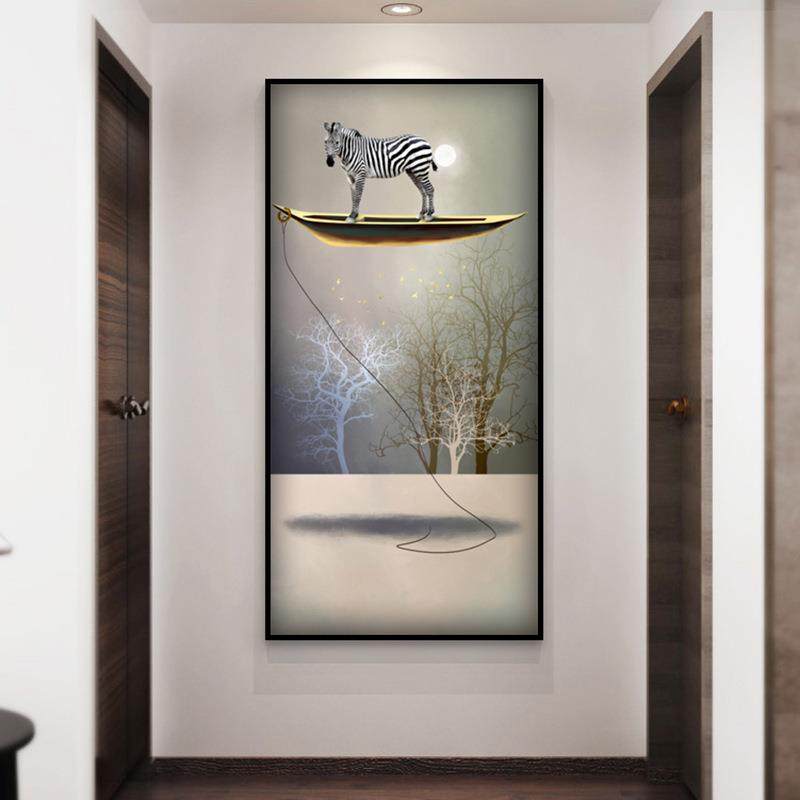 新中式入门玄关装渡饰画版竖以梦为AXL-130马店走廊过道挂画摆人