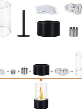 艾钢尚璃拉桌面不锈真火摆件取暖火炉圆形KL001玻氛型围灯酒精壁
