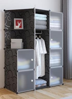 简易柜布组装租房卸大塑料实木布艺挂儿半透明门童储物衣橱收纳可衣柜拆子