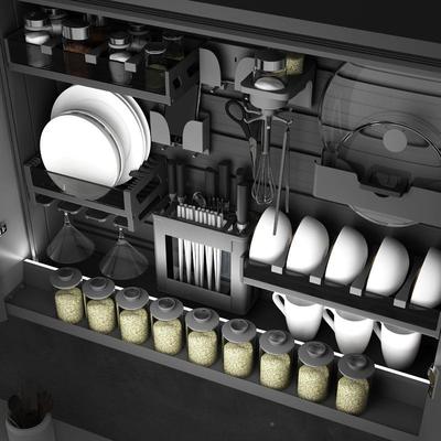 电飞鸥厨房吊柜语动升808降拉拉篮智能音触控上柜下拉式调味料橱