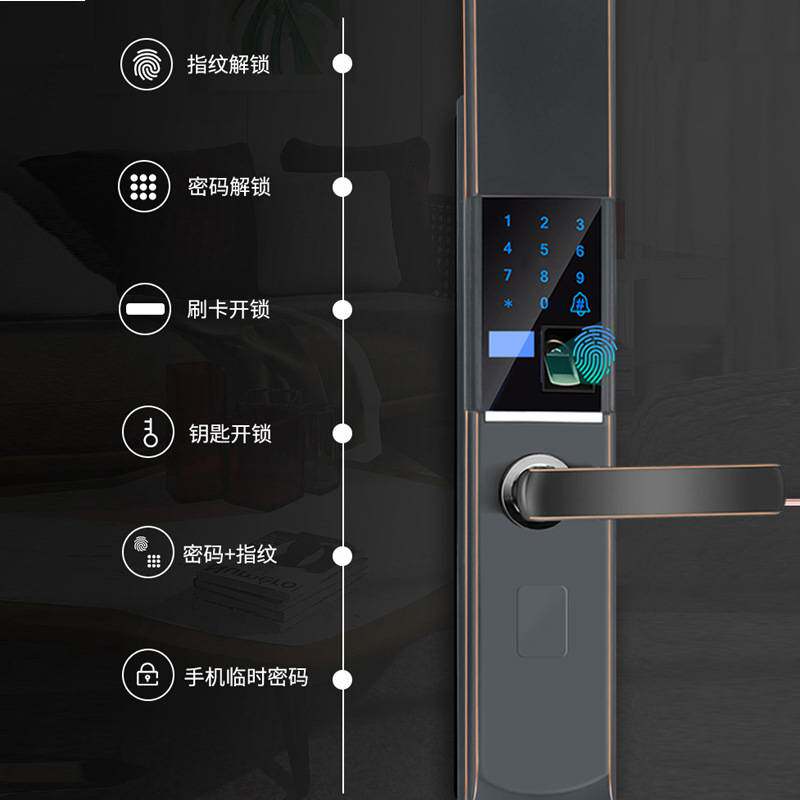 指纹锁密码锁防盗门家用自动滑盖电子锁不锈钢大门入户门智能门锁