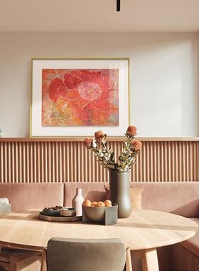 阳光下花的QX202310朵现代约客花厅双联装简饰画轻奢风抽象卉餐厅