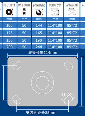 重型脚轮4/5/6/8寸工业手推车万向轮静音TPR带刹车滚轮防静电脚轮
