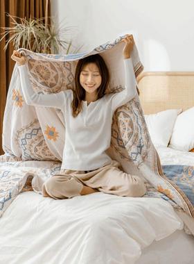 波西亚纱布EAI毛巾毯棉单人夏季薄款全棉纯毛米巾被子人盖毯沙发