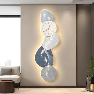 图鱼道入户玄关装 2对门壁画过走 饰画钟表轻奢高档灯画正带111HLH