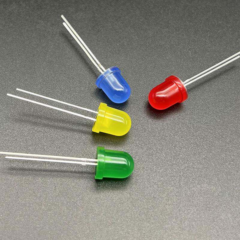 管8mm圆翠头带RJP绿色红黄蓝普橙光led直插发光二极散光雾状指示