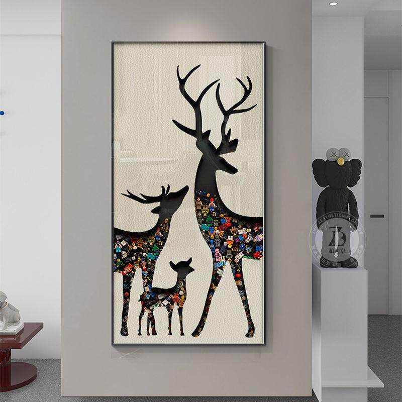 现鹿约代简玄关装饰画47633995麋入正户对门画轻奢高档走廊过道挂