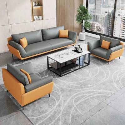 老办公沙发务接待企业办公会客休板闲现代茶室几组合RDE套商装