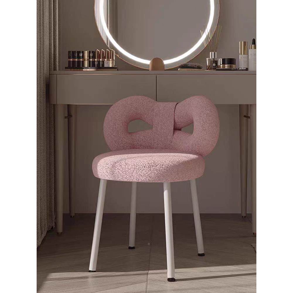 奶油风化妆凳简约室化蝴妆椅蝶台结羊羔卧毛梳妆椅子女生无品牌/