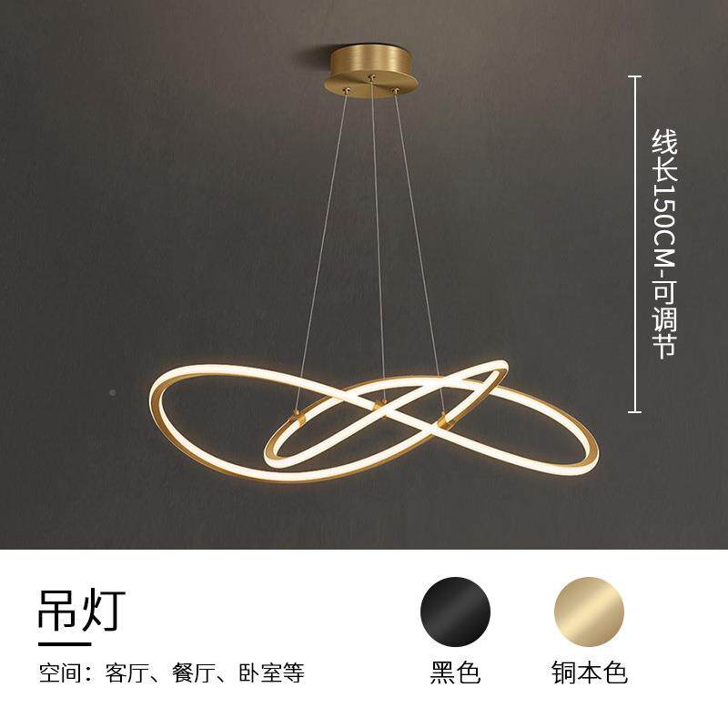 全铜极简客厅吊灯约现代奢大气用家创意客轻厅ILZ主灯线简条餐厅
