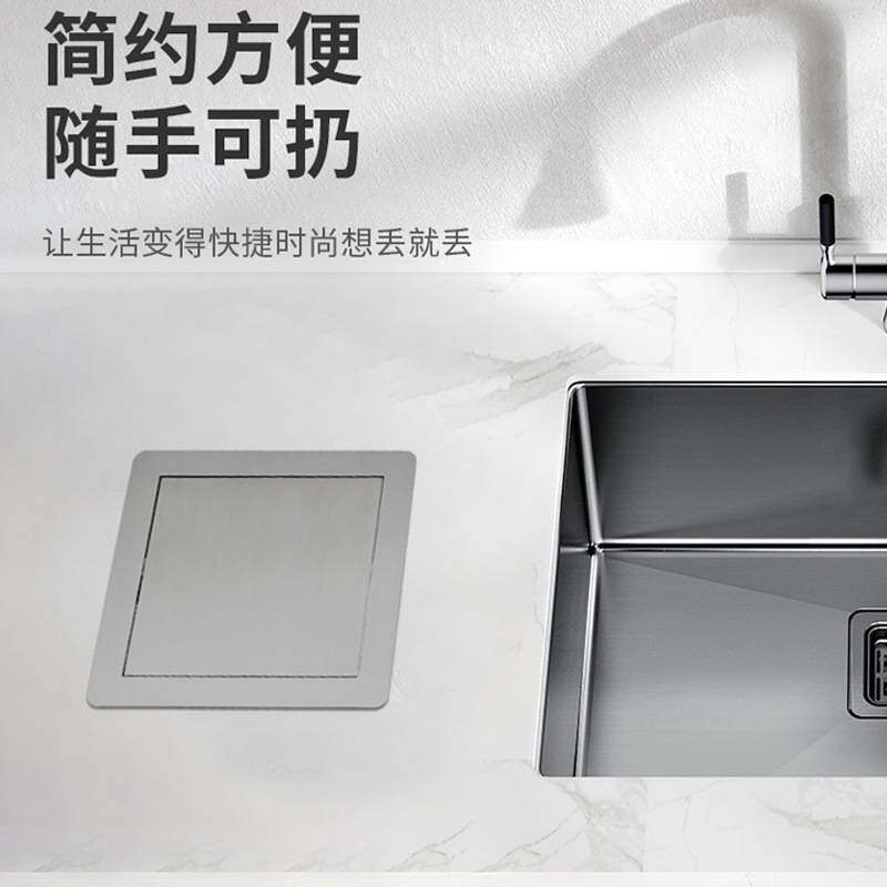台面嵌入式垃圾桶盖子304不锈钢摇盖圆形方形厨房桌面收纳桶镂空