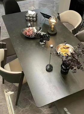 意式轻岩板餐桌代现简88528约小户型家用长形餐桌设奢方计师餐桌