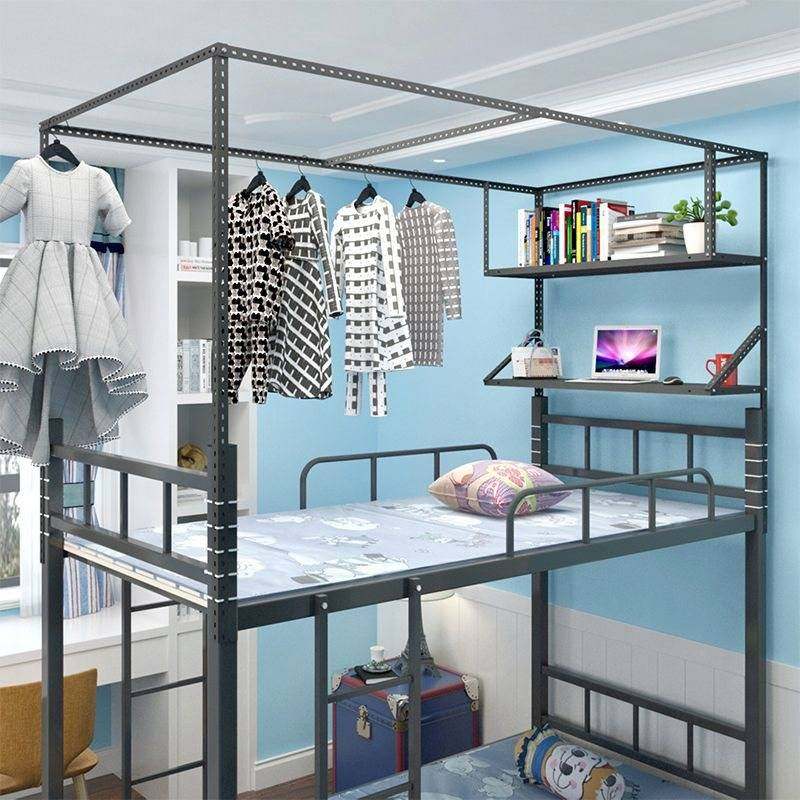 黑色宿舍床帘支架可伸缩学生寝室上铺下铺加厚加粗床幔杆子蚊帐架