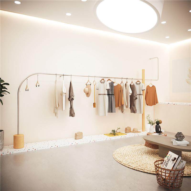 服装店陈展示架简约男童装店不锈服装钢架挂衣置物女架网红NBA列