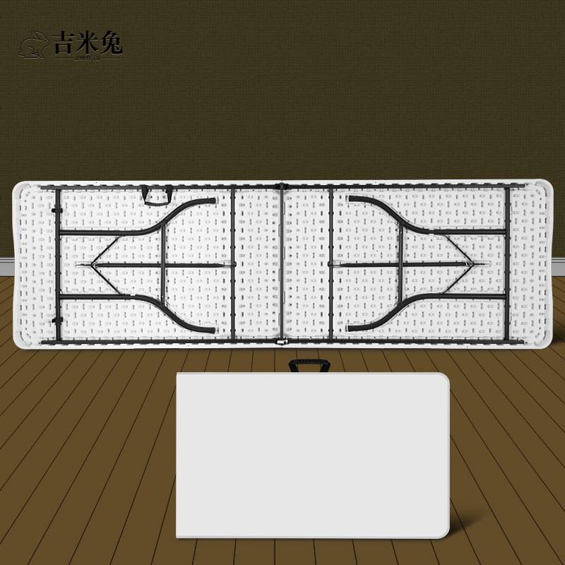 跨境 2米4折叠桌户外夜市摆摊桌展会展销桌子餐厅食堂家用餐桌