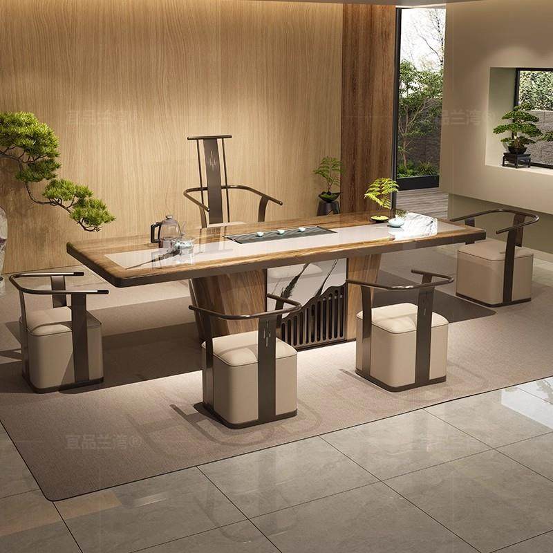 2TMH05新款端中式高岩板茶桌烧水壶一体入式嵌全自动茶2具一整套