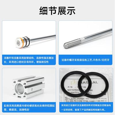 气元件型气缸CQ2B缸径25mm行程3薄0m动m活塞杆螺576纹双作外用气