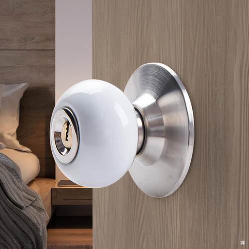 红门锁卧门锁老式圆形门室锁色粉色陶瓷见描述门把手手柄球大红色