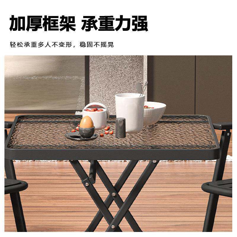 桌户外折叠桌椅组合钢化玻璃用庭院露防水天防晒耐阳台餐Ttdm+yVN