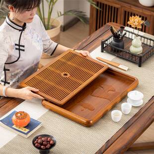 花梨木实木茶盘2025新款家用电木干泡储水式茶台排水收纳双层