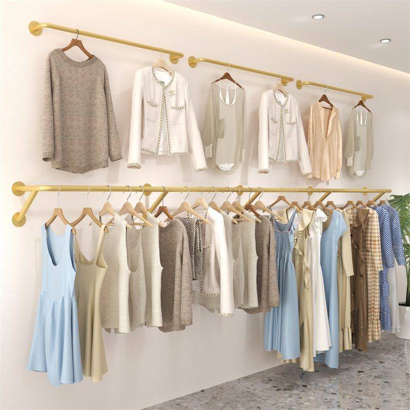 服装店展示架上墙挂衣服架商用服装墙壁挂架室内落地支撑悬挂墙上
