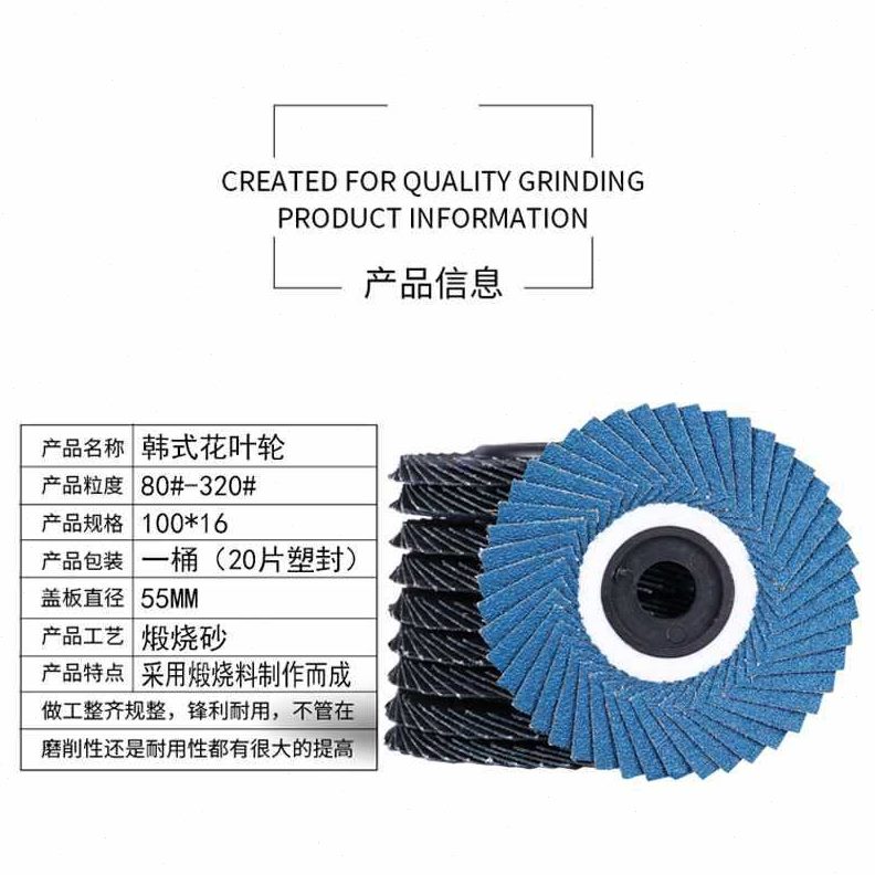 不锈钢新款玉花砂锆刚片磨抛韩式片百叶轮打磨角软蓝金属叶轮百页