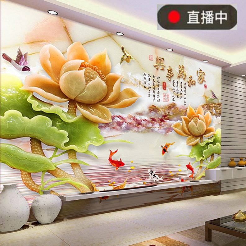 影视装饰墙无缝壁画墙布D电视背景墙壁纸大气纸现代中式5客厅沙发