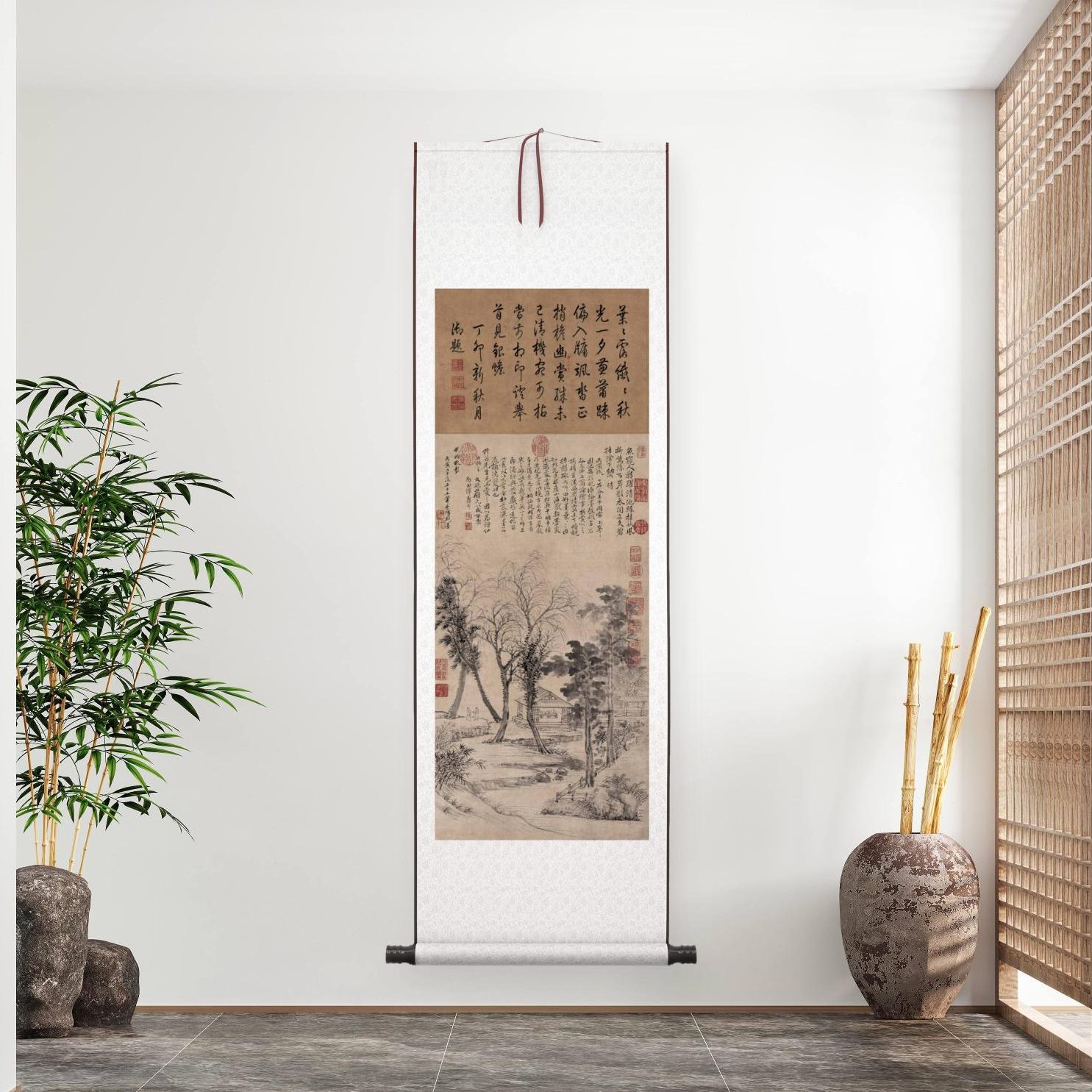 图纸艺术新品晚名秋:影1古代本清 王翚画梧高清1微喷装饰画挂画轴