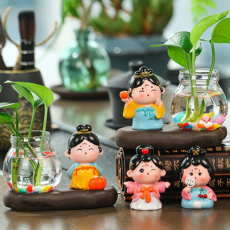 花瓶器插花小摆件办公桌水培植物客厅创意玻璃水器装饰品面皿养花