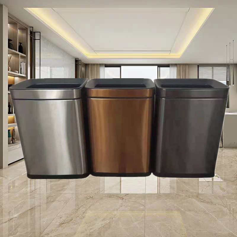 不锈钢垃圾桶无盖双层q长方形酒店客房桶客厅厨房垃圾筒窄缝家用