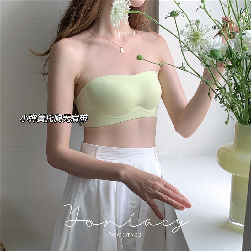 夏季新款小弹簧上托无肩带女士内衣文胸抹胸裹胸防滑无钢圈防走光