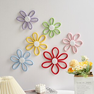 饰壁挂R少女心房间布置挂 小清新花朵棉绳编织挂饰可爱雏菊墙面装