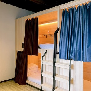 婴儿绒加厚纯色大学生宿舍床帘全强遮光布上下铺青旅寝室高低床幔