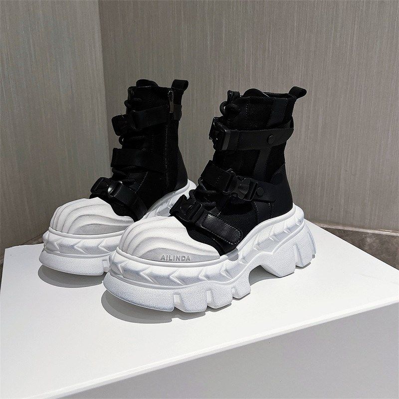 马丁靴女鞋新款厚底松糕机车短靴增高小个子贝壳头脏脏帅气小脏鞋,女鞋,马丁靴,淘宝优惠券,粉丝福利购,淘宝优惠卷