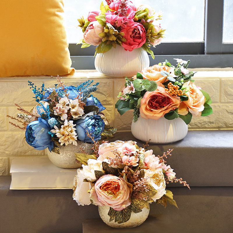 圣诞节欧式餐桌茶几办公桌仿真花套装假花摆设花艺摆件插花装饰,家居饰品,仿真花/假花,淘宝优惠券,粉丝福利购,淘宝优惠卷