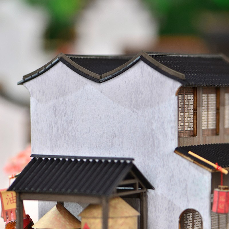 欢乐文创diy中国风小屋江南小镇场景手工制作模型林记粮油铺