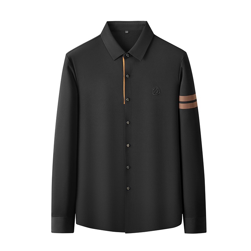 高品质纯色长袖衬衫胖人绅士商务法式宽松衬衣加肥加大码男士