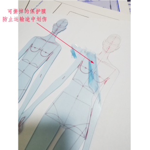 【丁香&心野母型】服装设计手绘效果图工具时装画人体动态模板尺