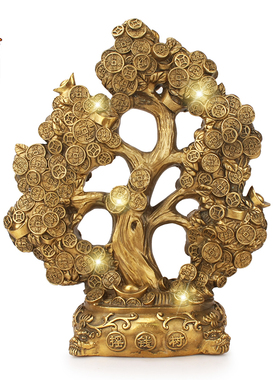 天御阁纯铜摇钱树摆件大号招财发财树工艺品客厅店铺装饰开业礼品