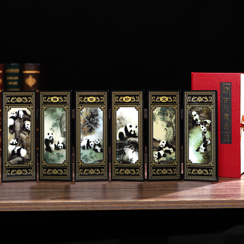 桌面小屏风摆件漆器 中s国风特色礼品 出国送老外礼物 传统工艺品