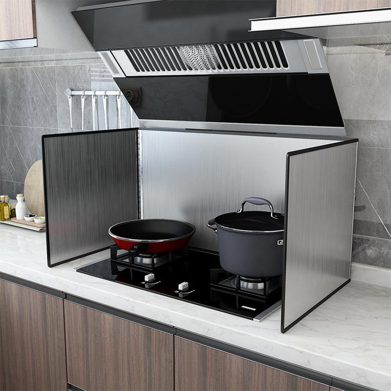 厨房灶台挡油板拢烟罩不锈钢挡水板隔油板K炒菜防油溅挡板挡风火