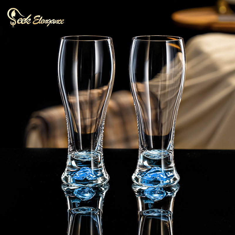 家用创意蓝山啤酒杯大容量高档精酿玻璃英雄杯P扎啤杯饭店批量定